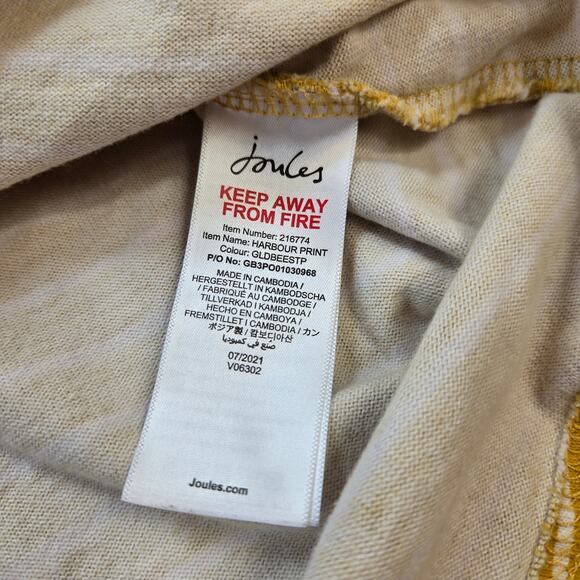 Joules Harbour Print Boat Neck Mustard Yellow Bee Stripe Long Sleeve Shirt US 4 - Picture 2 of 10